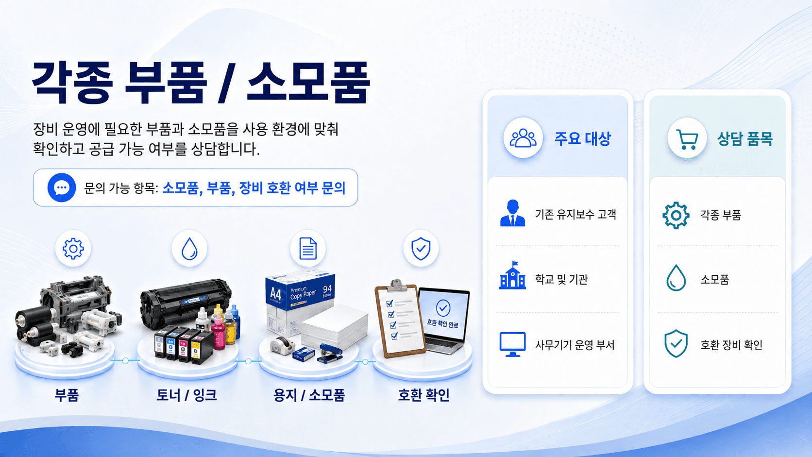 신한오엔씨 제품 솔루션 부품 소모품