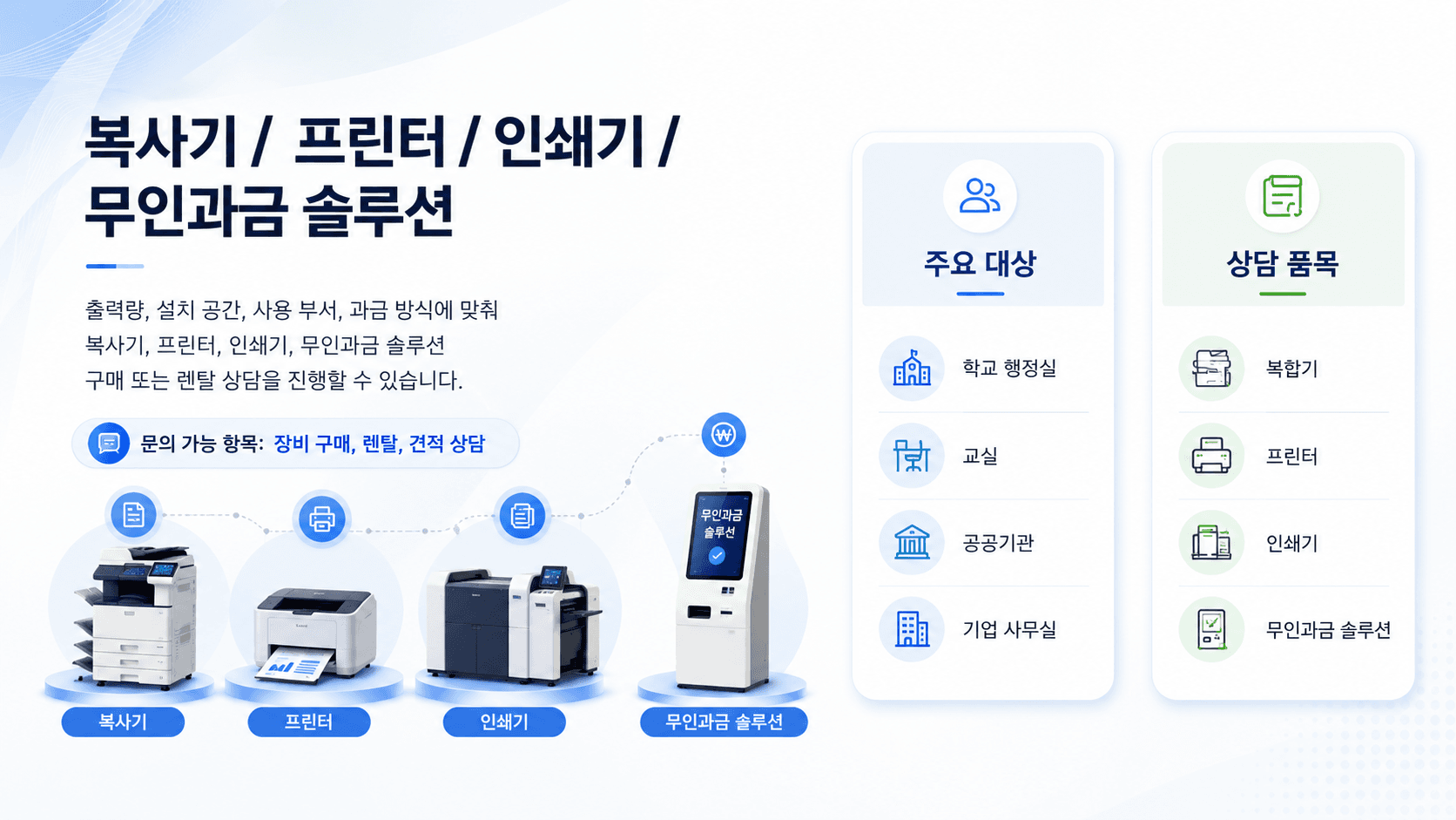 신한오엔씨 제품 솔루션 복사기 프린터 인쇄기 무인과금 솔루션