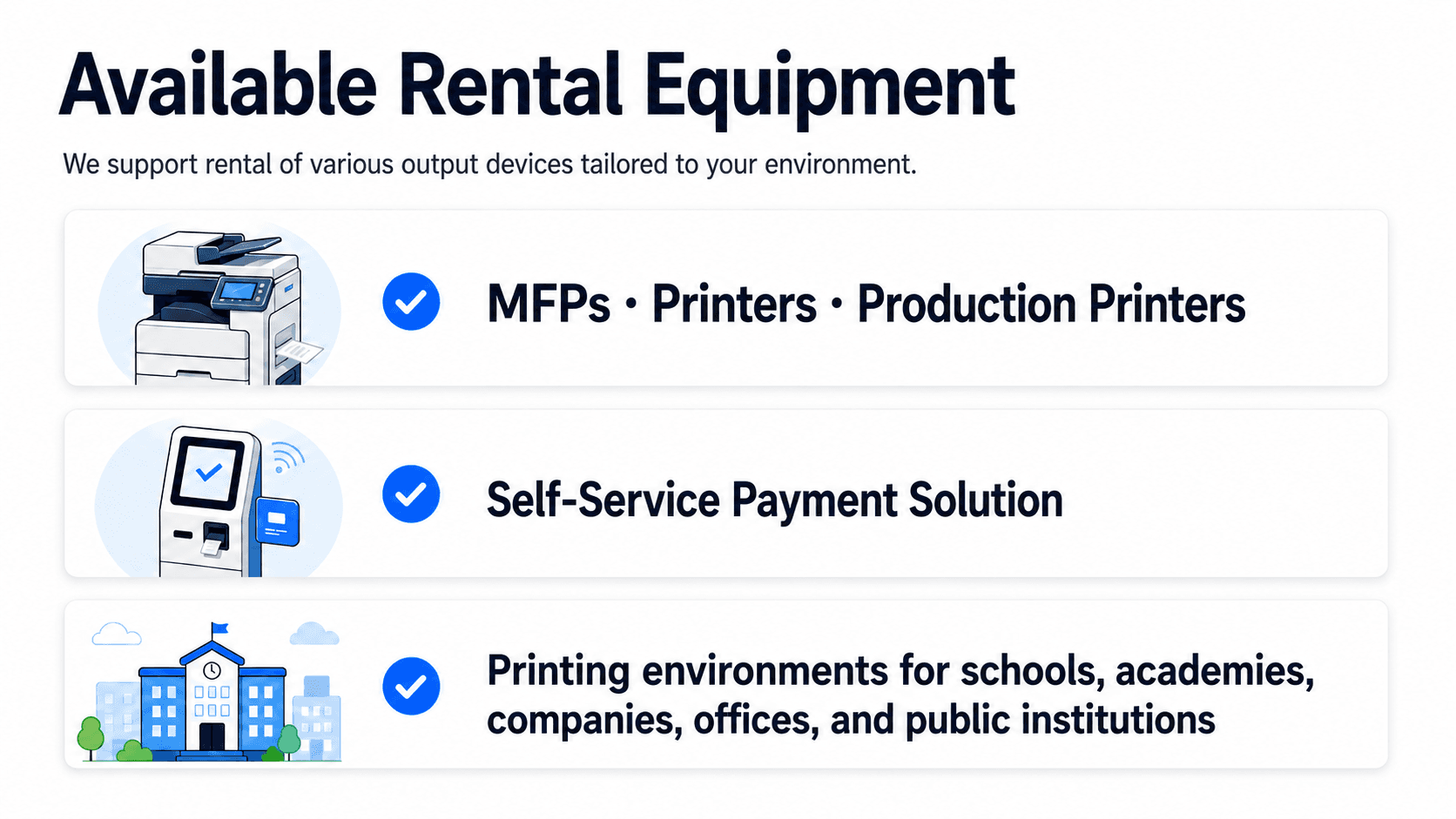 Office Equipment Rental and Purchase available equipment