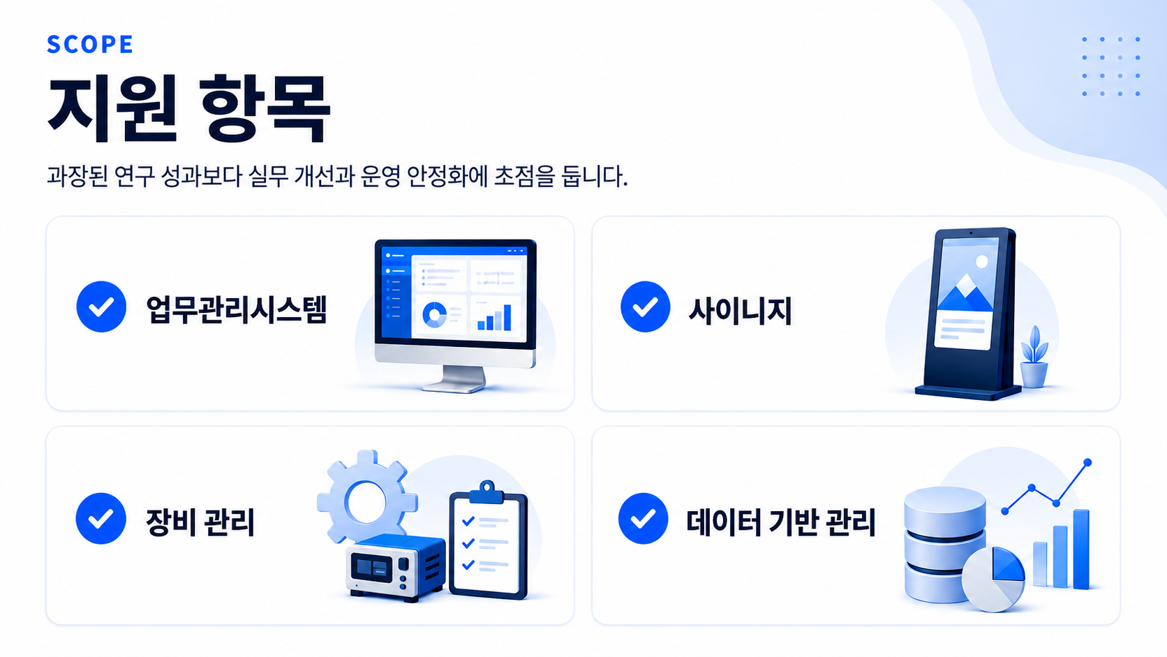 기술개발 지원 항목